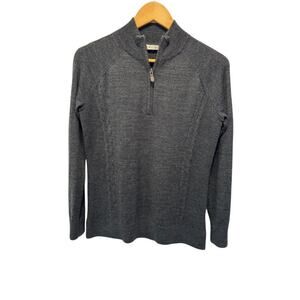 Orvis quarter zip merino wool sweater gray golf preppy long sleeved mens sz M